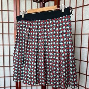 Blue and print pleated skirt